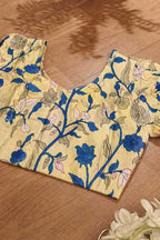 Yellow Hand Painted Kalamkari Pure Silk Blouse - Luxurion World