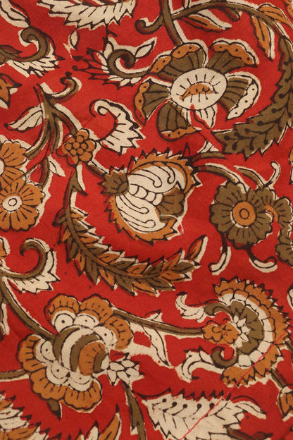 Red Ajrakh Block Printed Cotton Sleeveless Stitched Blouse - Luxurion World