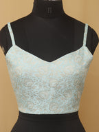 Blue Banarasi Silk Singlet Corset Non Padded Blouse - Luxurion World