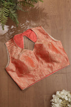 Orange Banarasi Brocade Silk Padded Blouse - Luxurion World