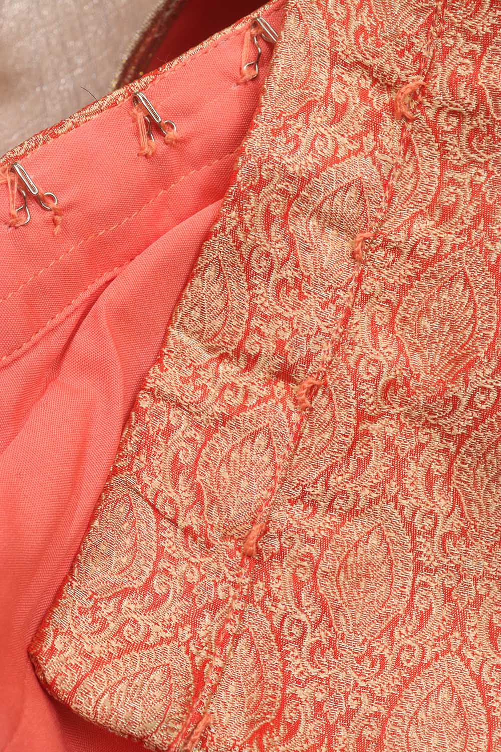 Orange Banarasi Brocade Silk Padded Blouse - Luxurion World