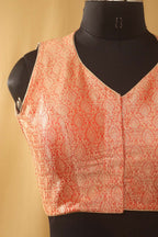 Orange Banarasi Brocade Silk Padded Blouse - Luxurion World