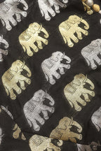 Black Banarasi Silk Potli Botton Padded Sona Roopa Elephant Design Blouse - Luxurion World