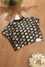 Black Banarasi Silk Potli Botton Padded Sona Roopa Elephant Design Blouse - Luxurion World