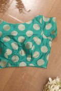 Green Banarasi Silk Boat Neck Padded Blouse - Luxurion World