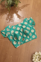 Green Banarasi Silk Boat Neck Padded Blouse - Luxurion World