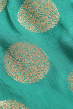 Green Banarasi Silk Boat Neck Padded Blouse - Luxurion World