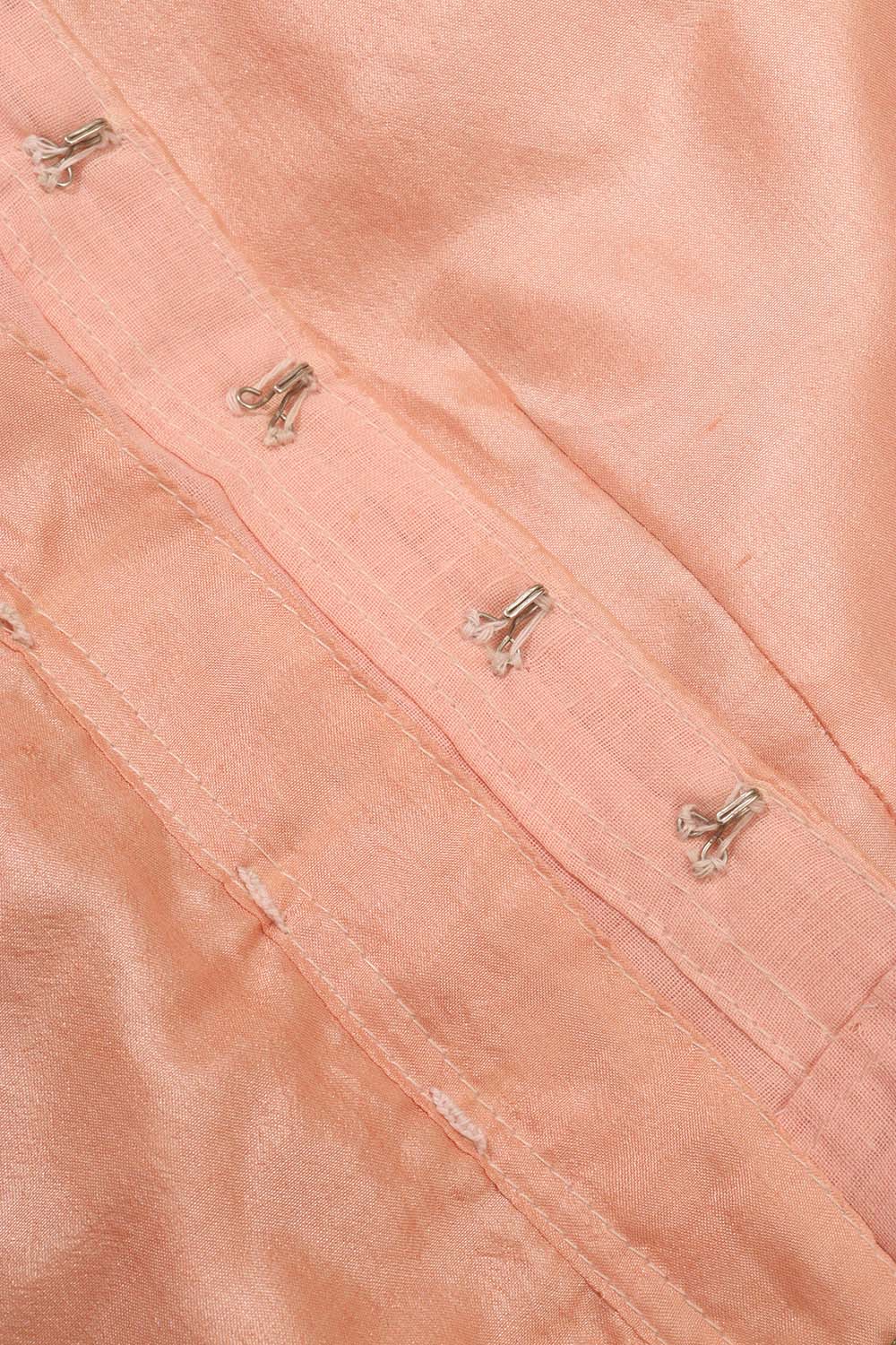 Peach Pink Pure Silk Non Padded KimKhwab Overlay Design Blouse