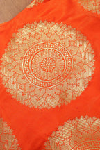 Orange Handloom Banarasi Silk Boat Neck Padded Blouse - Luxurion World