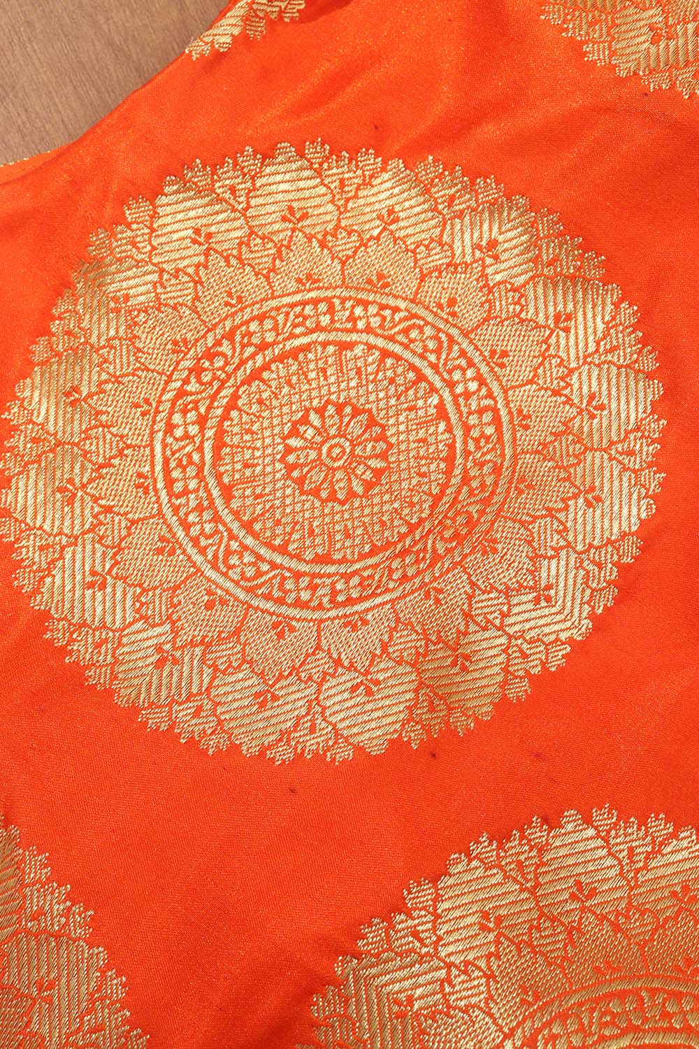 Orange Handloom Banarasi Silk Boat Neck Padded Blouse - Luxurion World