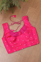 Pink Shot Handloom Banarasi Silk Tanchui Sweetheart Neck Non Padded Blouse - Luxurion World