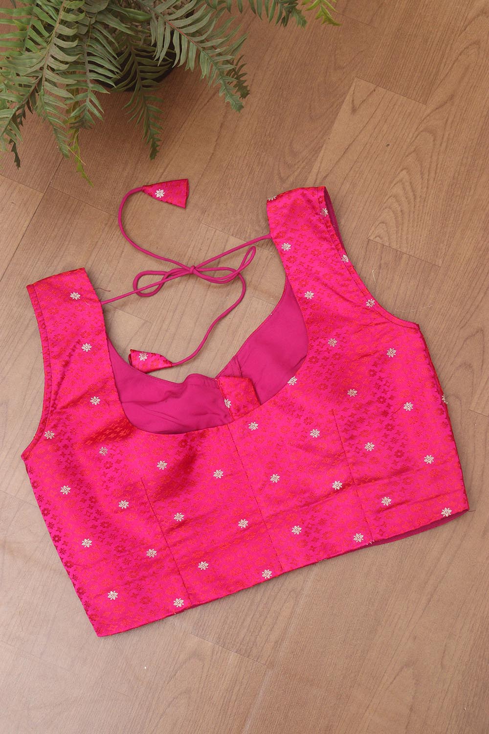 Pink Shot Handloom Banarasi Silk Tanchui Sweetheart Neck Non Padded Blouse - Luxurion World