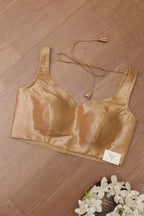Golden Banarasi Tissue Silk Padded Blouse - Luxurion World