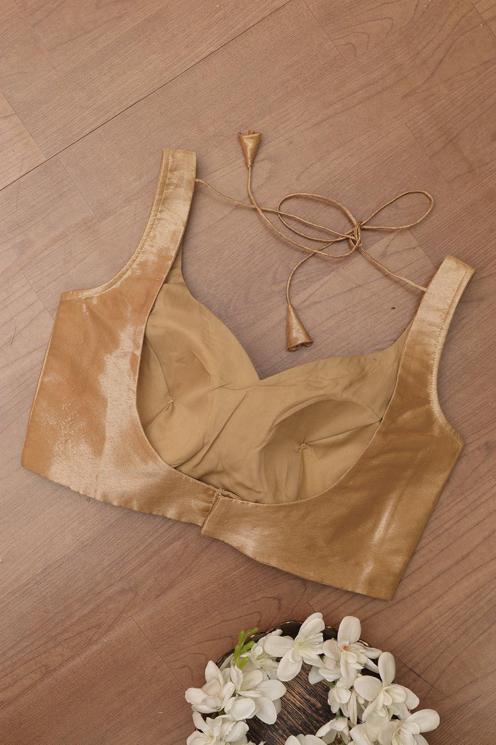 Golden Banarasi Tissue Silk Padded Blouse - Luxurion World