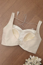 White Banarasi Tissue Silk Padded Blouse - Luxurion World