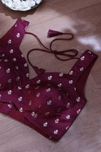 Maroon Banarasi Silk Padded Blouse - Luxurion World