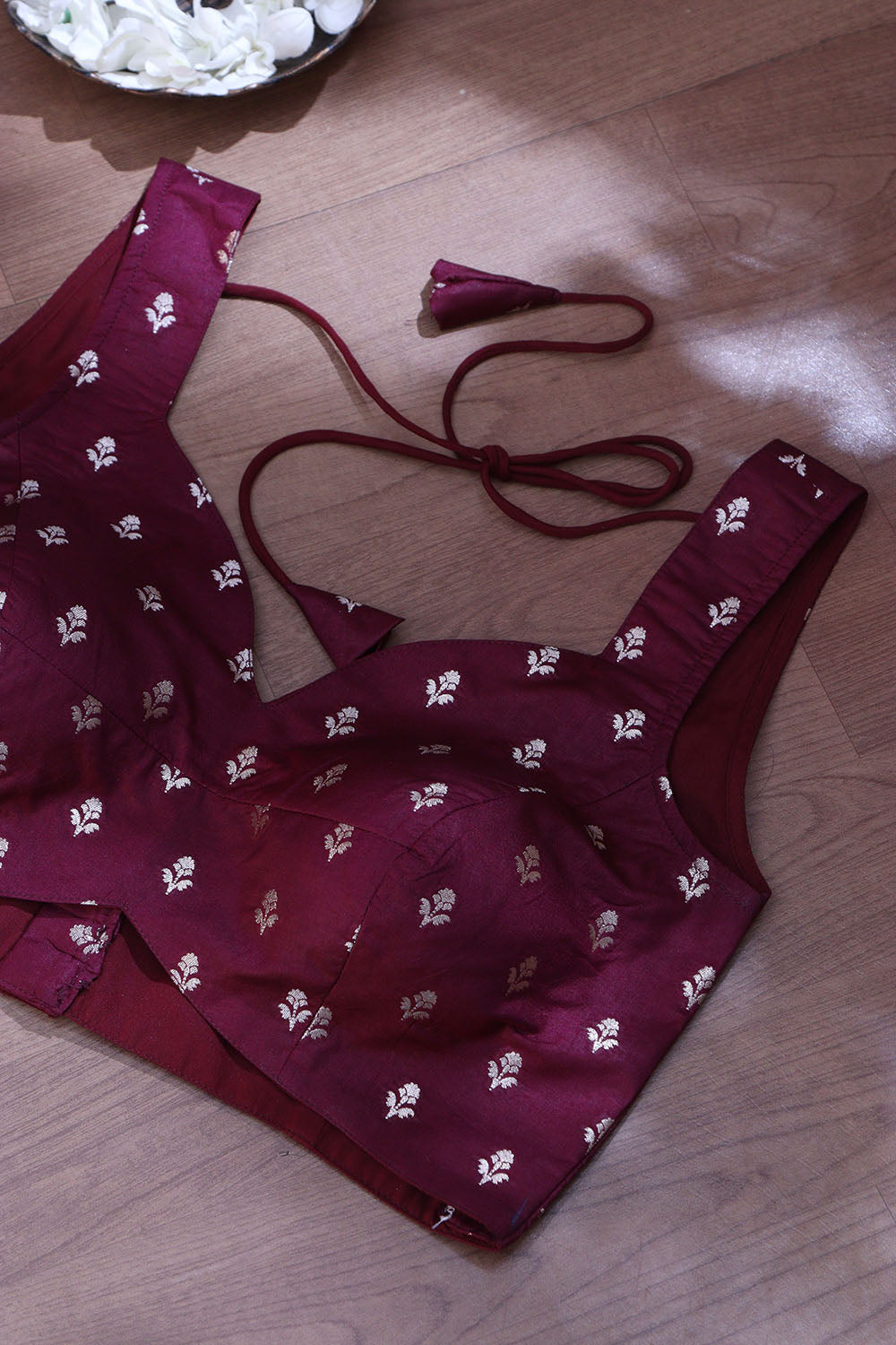Maroon Banarasi Silk Padded Blouse - Luxurion World