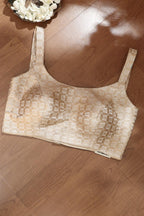 Off White Banarasi Silk Singlet Corset Padded Blouse - Luxurion World