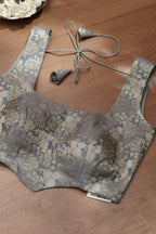 Grey Banarasi Silk Padded Blouse - Luxurion World