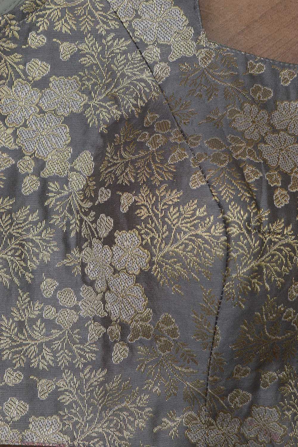 Grey Banarasi Silk Padded Blouse - Luxurion World