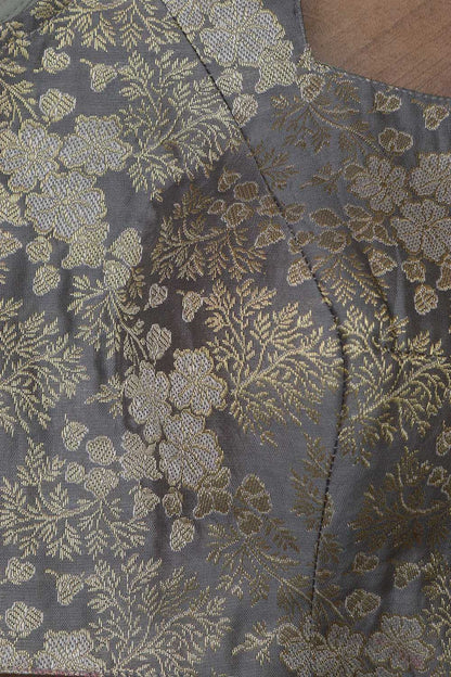 Grey Banarasi Silk Padded Blouse - Luxurion World