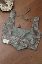 Grey Banarasi Silk Padded Blouse - Luxurion World