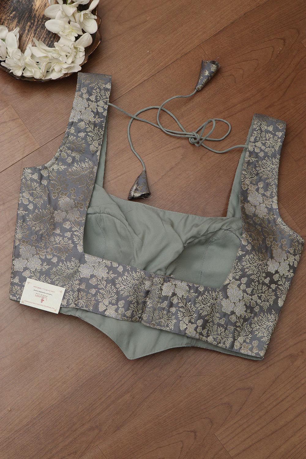 Grey Banarasi Silk Padded Blouse - Luxurion World