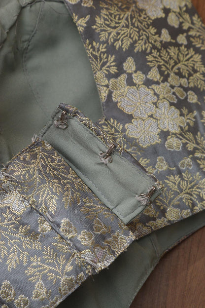 Grey Banarasi Silk Padded Blouse - Luxurion World