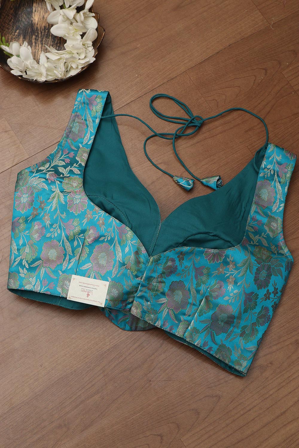 Blue Banarasi Silk Tanchui Jamawar Padded Blouse - Luxurion World