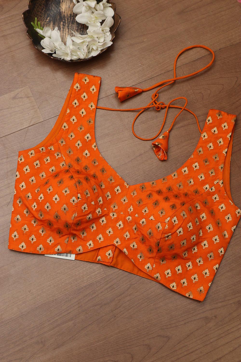 Orange Banarasi Silk Padded Blouse - Luxurion World