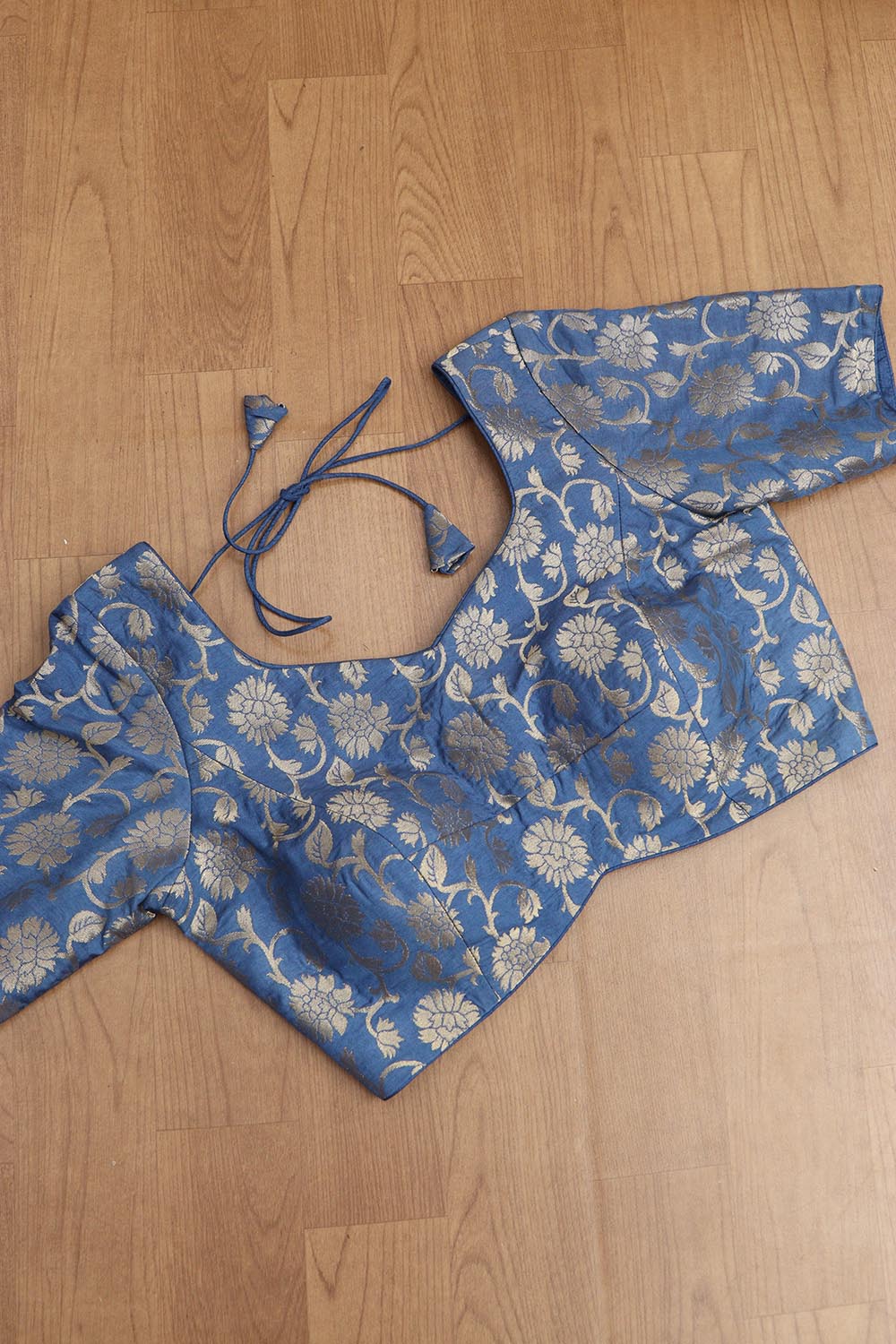 Blue Banarasi Silk Padded Blouse - Luxurion World