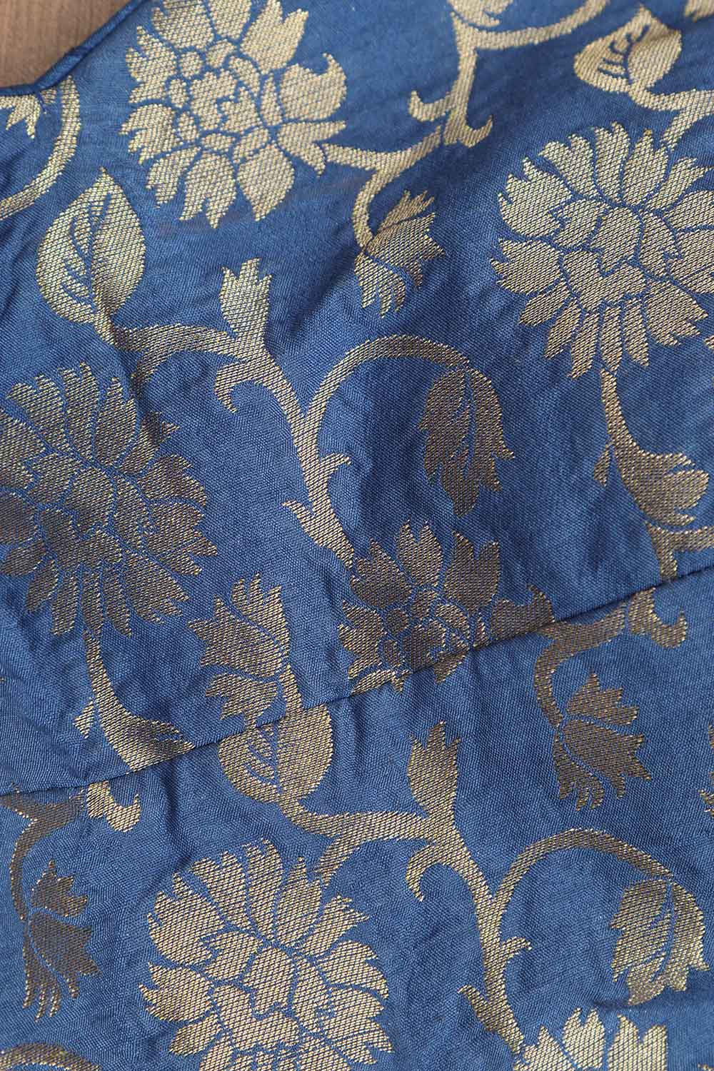 Blue Banarasi Silk Padded Blouse - Luxurion World