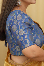 Blue Banarasi Silk Padded Blouse - Luxurion World