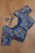 Blue Banarasi Silk Padded Blouse - Luxurion World