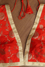 Orange Banarasi Silk Non Padded Blouse - Luxurion World