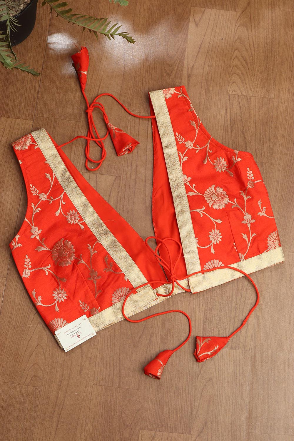 Orange Banarasi Silk Non Padded Blouse - Luxurion World