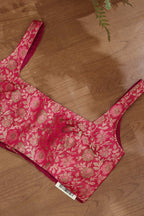 Pink Banarasi Silk Tanchui Jamawar Meenakari Stitched Blouse - Luxurion World