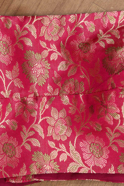 Pink Banarasi Silk Tanchui Jamawar Meenakari Stitched Blouse - Luxurion World