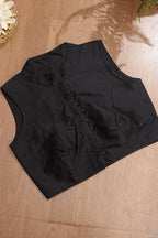 Black Plain Silk Non Padded Blouse - Luxurion World
