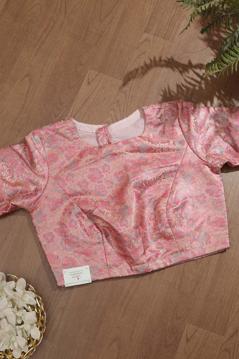Pink Banarasi Silk Tanchui Jamawar Blouse - Luxurion World