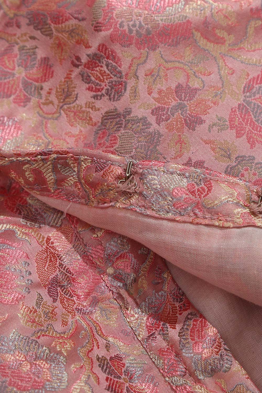 Pink Banarasi Silk Tanchui Jamawar Blouse - Luxurion World