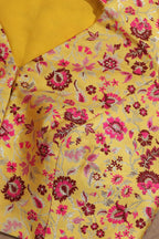 Yellow Banarasi Silk Meenakari Floral Design Collar Neck Blouse - Luxurion World
