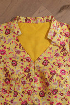 Yellow Banarasi Silk Meenakari Floral Design Collar Neck Blouse - Luxurion World