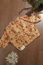Yellow Banarasi Silk Meenakari Floral Design Collar Neck Blouse - Luxurion World