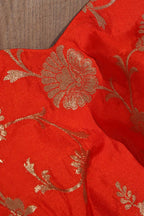 Orange Banarasi Brocade Silk Singlet Padded Blouse - Luxurion World