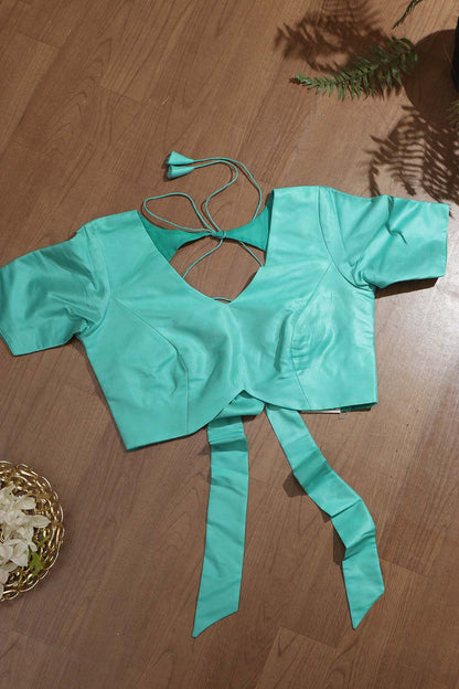 Sea Green Plain Silk Non Padded Blouse - Luxurion World
