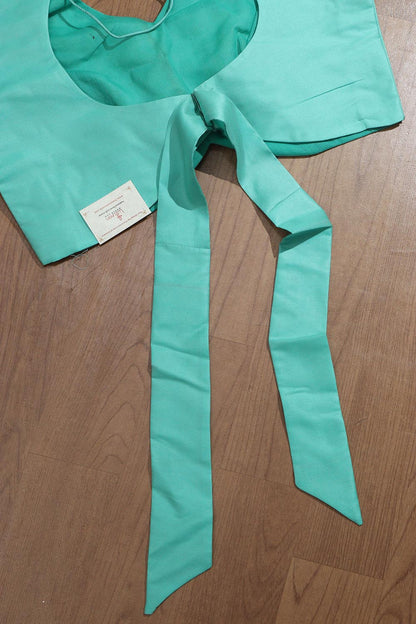 Sea Green Plain Silk Non Padded Blouse - Luxurion World