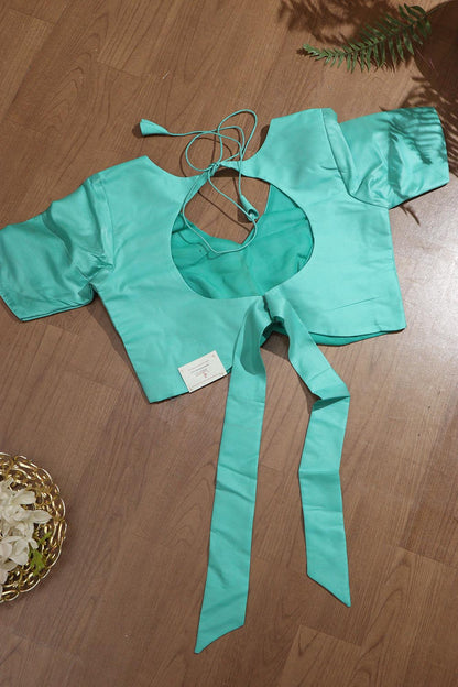 Sea Green Plain Silk Non Padded Blouse - Luxurion World