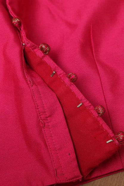 Stunning Pink Plain Silk Non Padded Blouse With Banarasi Border - Luxurion World