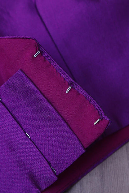 Elegant Purple Plain Silk Non Padded Blouse With Banarasi Border - Luxurion World